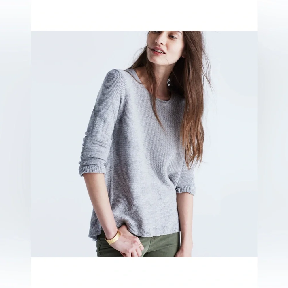 MADEWELL Riverside Texture Sweater in Marled Stone Size Large